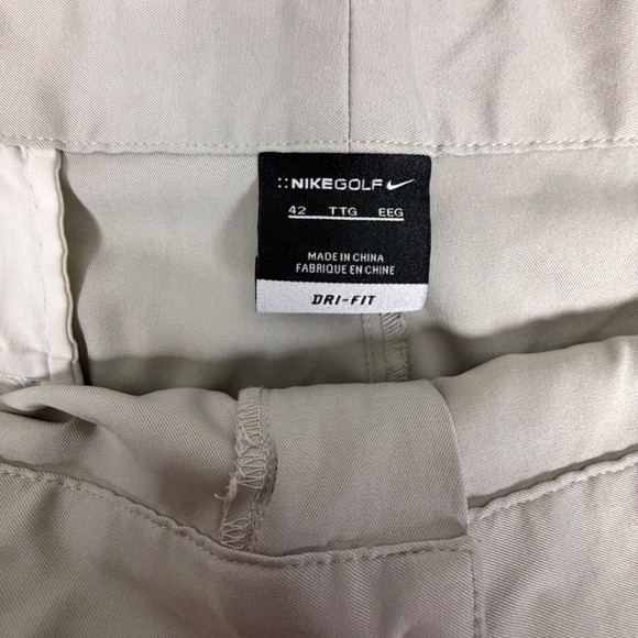 Nike Other - Nike Golf Dri-FIT Shorts Mens 42 Khaki Beige Flat Front Performance 10in Inseam